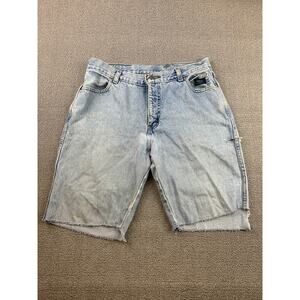 Harley-Davidson Men's 32 Light‎ Wash Frayed Hem Denim Shorts Biker (90s–Y2K)